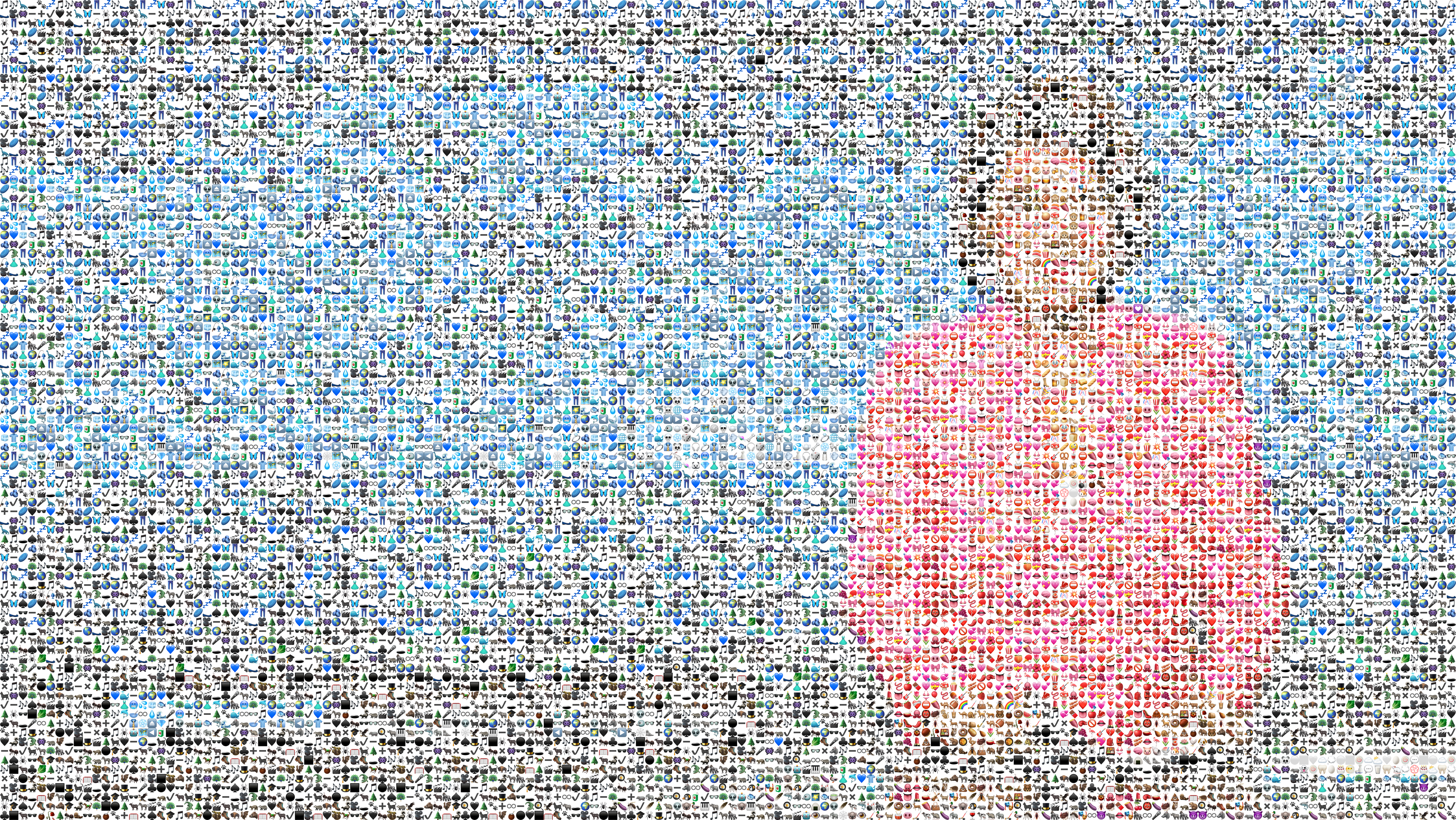 ARD Tagesschau anchor rebuilt from emoji, a pink figure against a blue studio wall