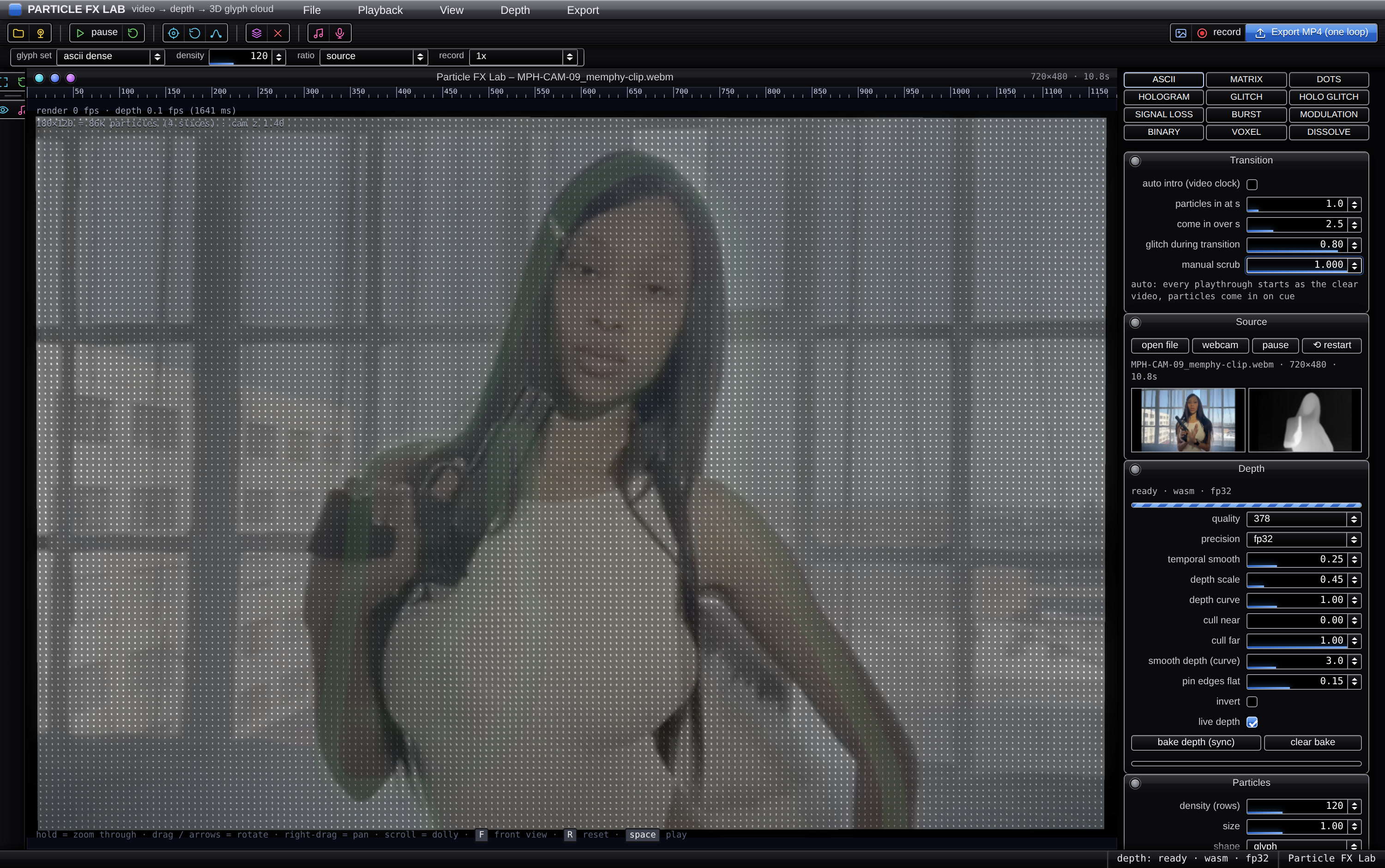 The same frame as an ASCII glyph cloud